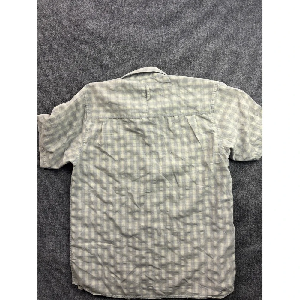 The North Face Plaid Button Up Shirt Mens Large Tan Short Sleeve Hiking